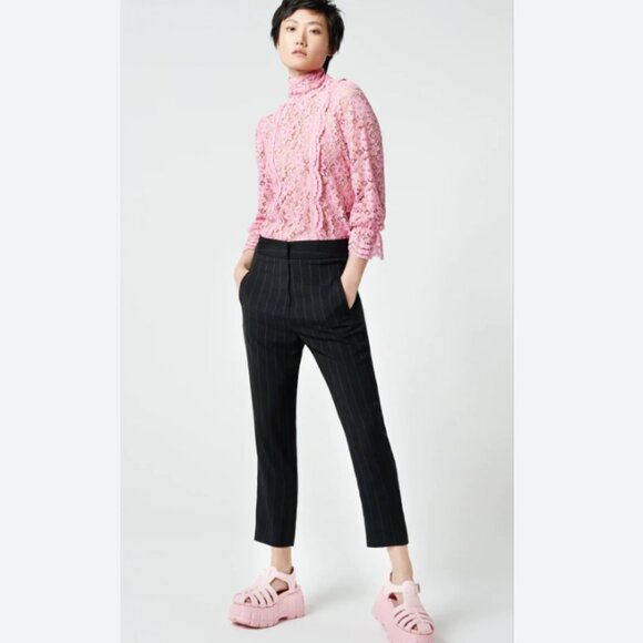 Smythe - Black pinstripe drop rise pants - Picture 2 of 5